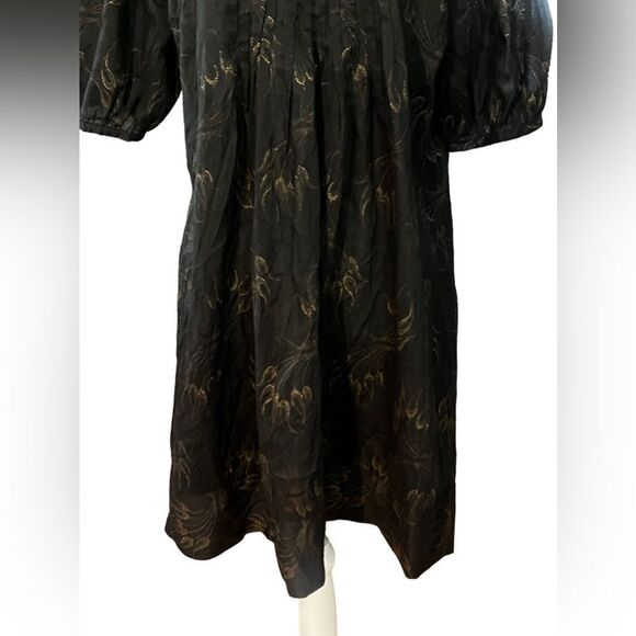 Ted Baker London Puff Sleeve Mini dress Black Whimsy Pintuck Front Size 4 US 10 - Picture 3 of 7
